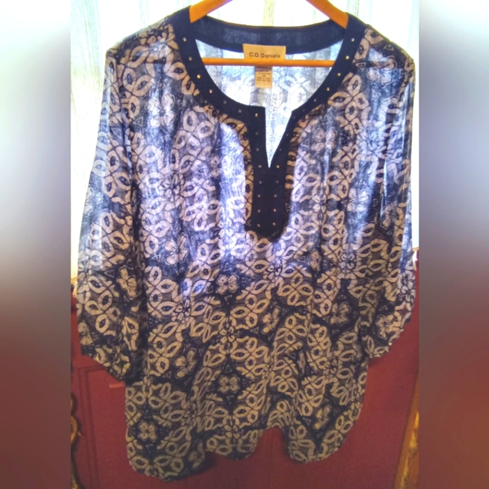 Elegant Blue and White Women's Top